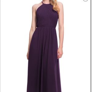 Levkoff halter bridesmaid dress plum small 2 4